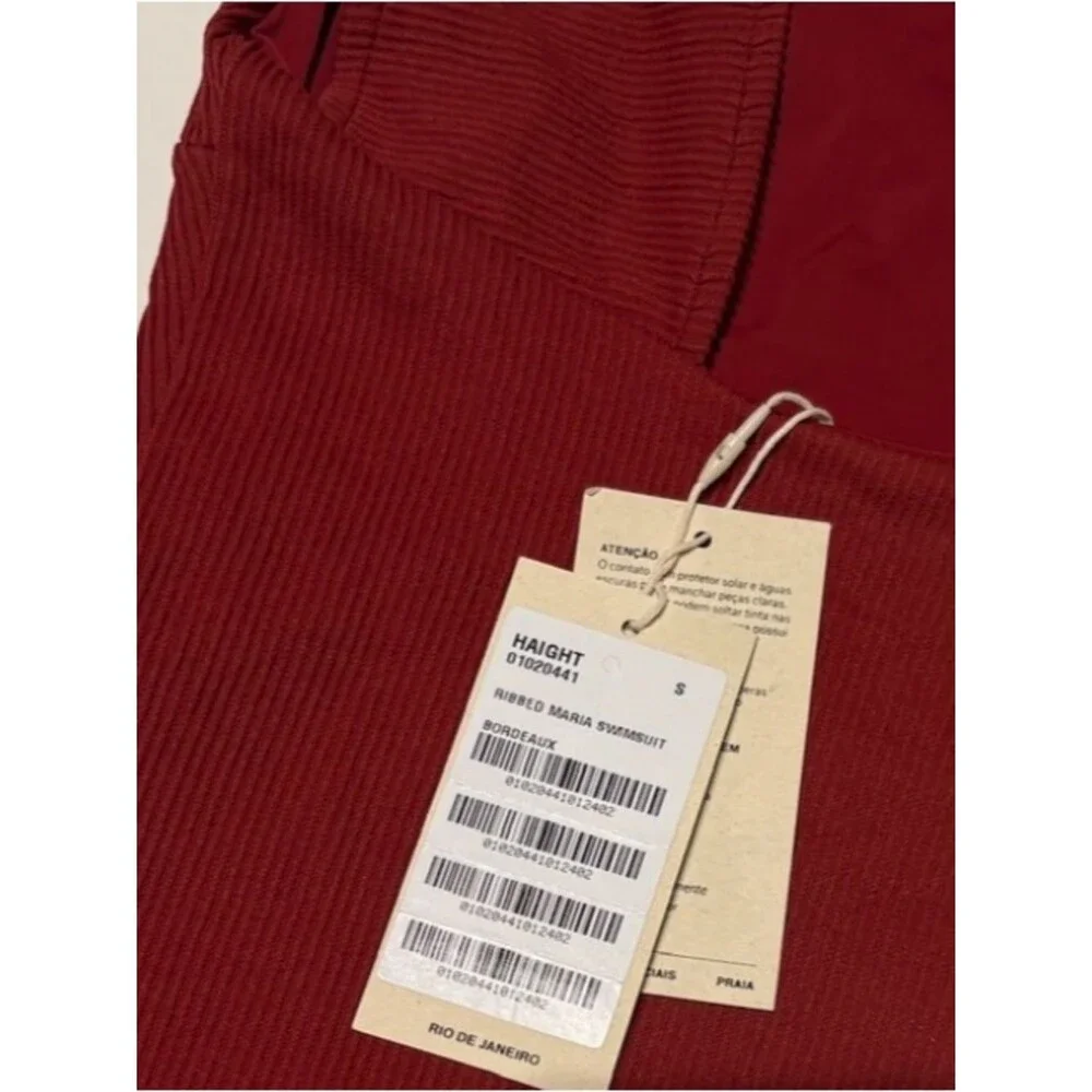 Haight Maria Ribbed One-Shoulder One-Piece Swimsuit Red Small NEW